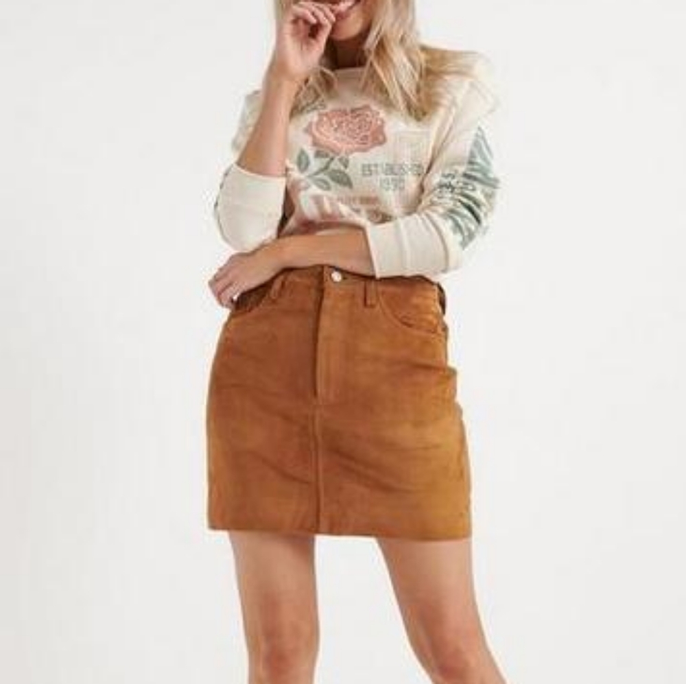 NWT Lucky Brand Suede Mini Skirt Size 10/30